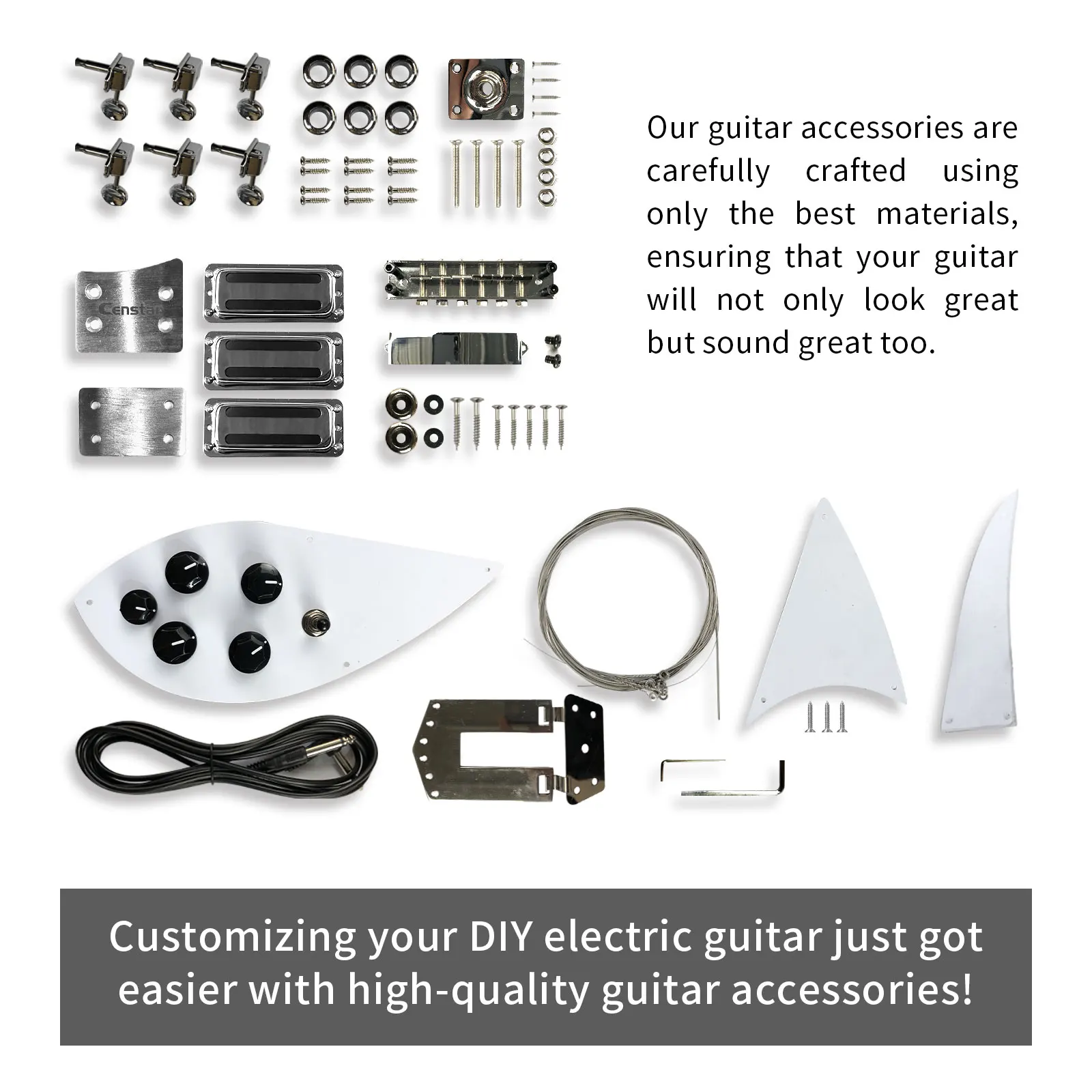 Censtar Handmade Ricken 325 DIY Electric Guitar Kit Fixed Bridge Solid Electric Guitar with Free Cutting and Scribbling Support