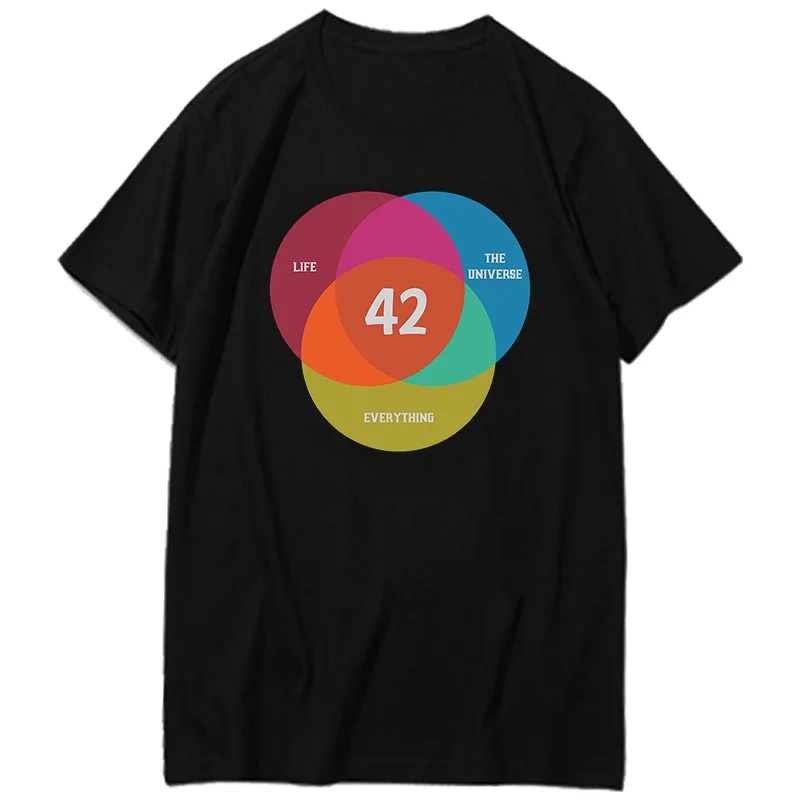 Magliette Grafiche Classiche 42 Hitchkickes Guida Alla Galassia Douglas Adams T-Shirt Oversize T-Shirt Manica Corta Abbigliamento Uomo
