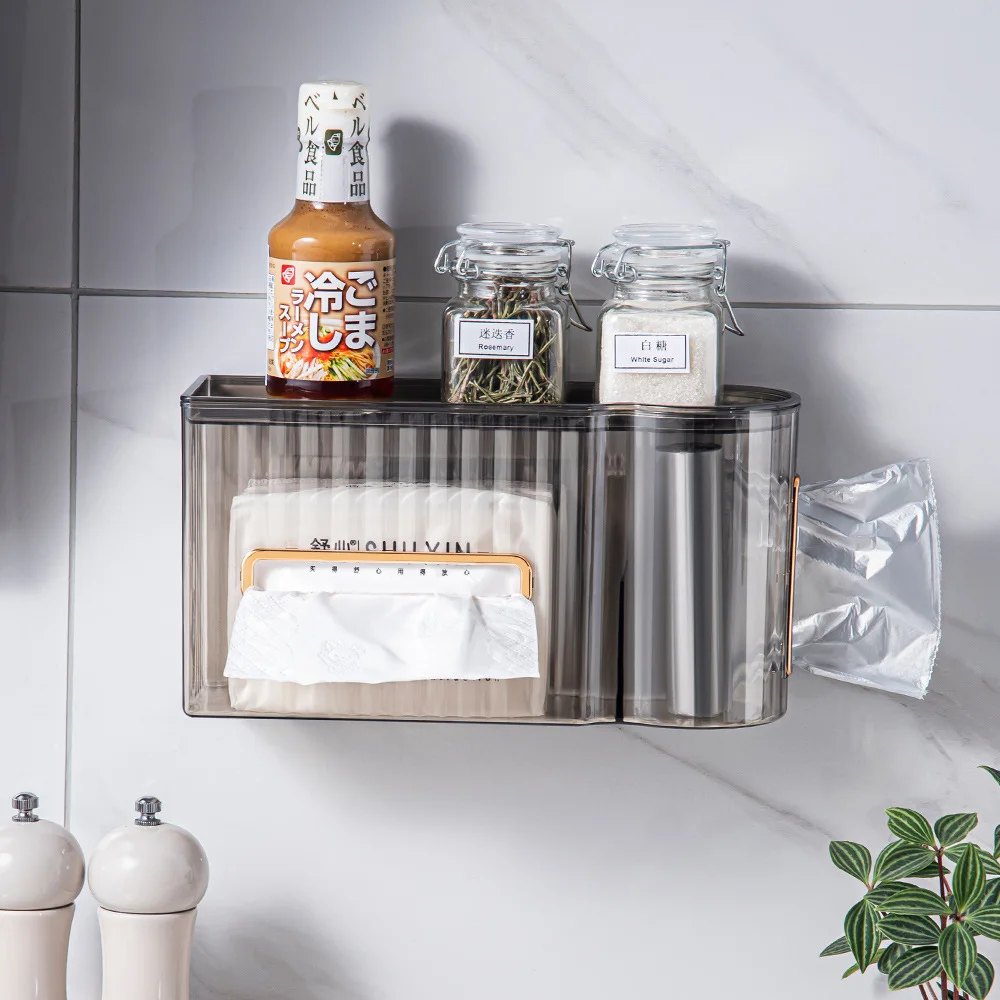 

Wall Mount Toilet Paper Holder Tissue Box Top Sundries Storage Rack Plastic Waterproof Bathroom Organizer Shelves