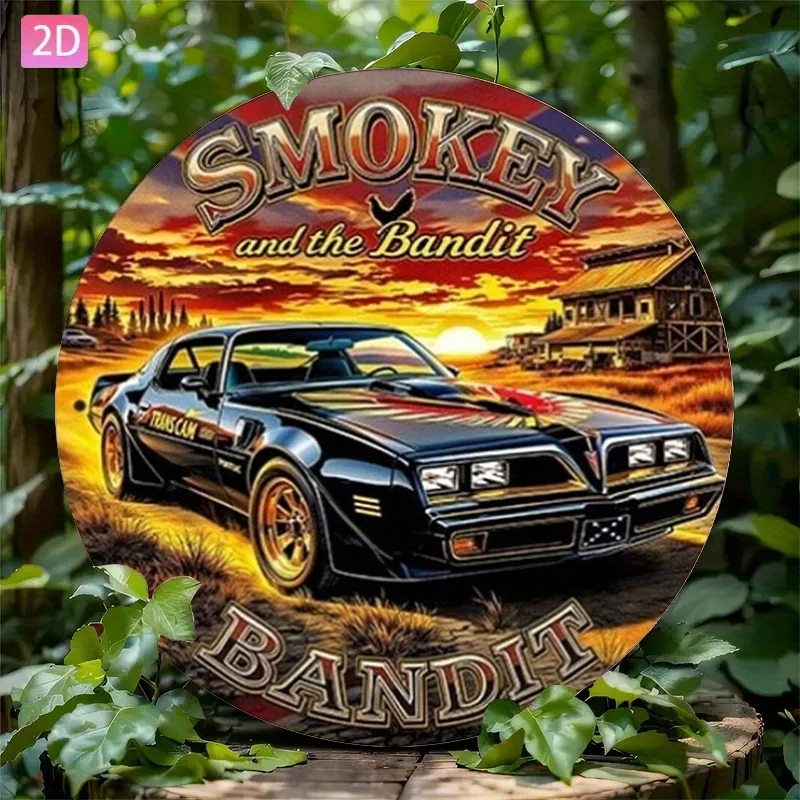 스모키와 밴디트(Smokey and Bandit) 레트로 스포츠카 알루미늄 벽 장식판(정원, 주방, 방, 야외, 차고, 카페, 레스토랑 및 예술 장)