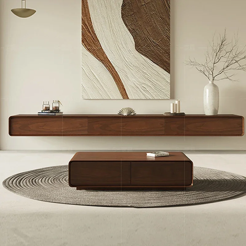 

Подвесной Настенный ТВ-шкаф из массива дерева орехового цвета, ультратонкий простой настенный