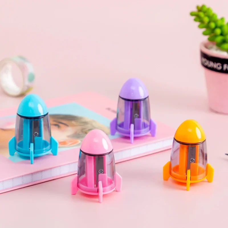 

4pcs Creative Rocket Shaped Pencil Sharpener Cute Student Stationery Office School Supplies