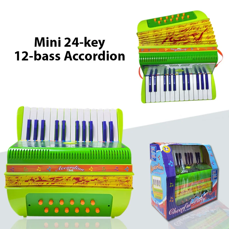 Mini 24key 12bass Accordion Lightweight Button Accordion ABS Material with Buckle Musical Instrument for Beginner Christmas Gift kids accordion toy
