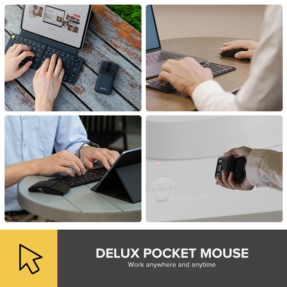 Delux Pocket Folding Mouse Wireless bluetooth Ultra Slim Portable Silent Multi-functional Mice 0.985mW For Tablet Windows MAC OS wireless mouse