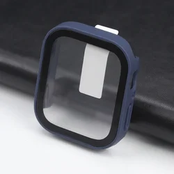 Premium Waterproof Glass & Matte Cover Screen Protector Case for Series 7 8 9 44mm (Blue)