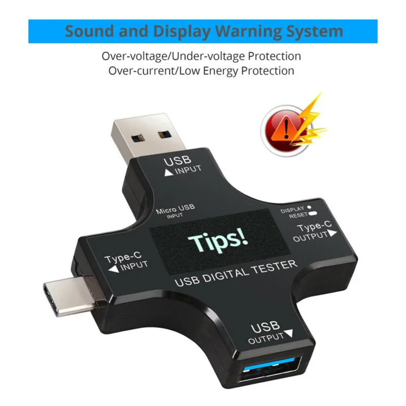

USB-тестер Type-C, цифровой вольтметр постоянного тока, измеритель напряжения и тока, амперметр, детектор, индикатор заряда внешнего аккумулятора