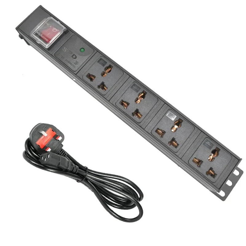 

PDU power strip 4 Unit Universal output socket Network Cabinet Rack Switch Aluminum alloy shell UK/US/AU/EU/ PLUG IEC-C14 port