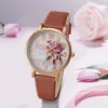 New Style Fashion Casual Luxury Women Peony Dial PU Leather Quartz Watch Elegant Popular Versatwrist Watch Hoilday Gifts Present 2