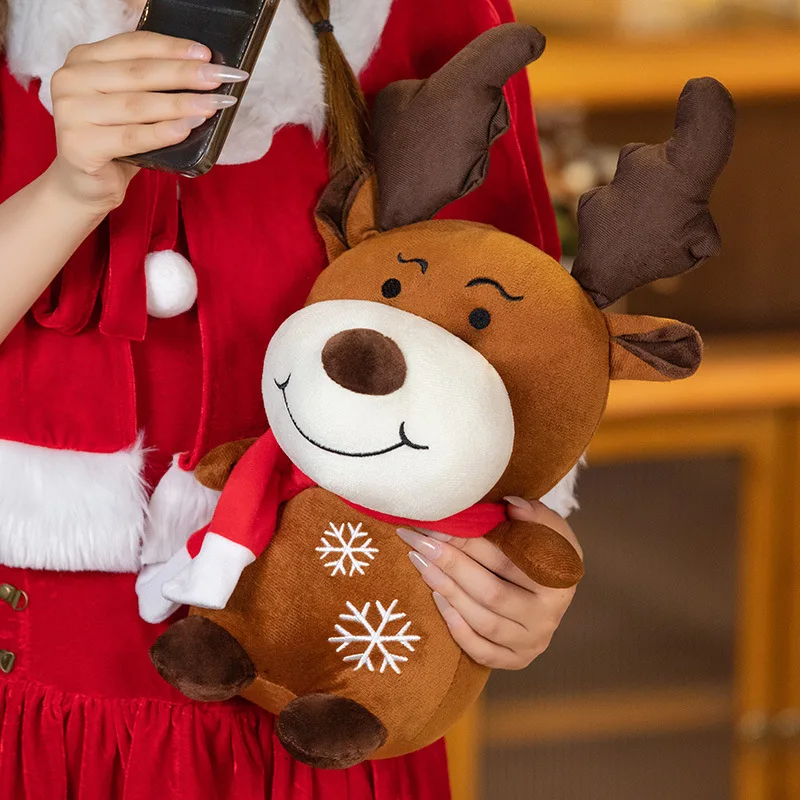 Plush Toys Christmas Tree Santa Pillow Soft Reindeer Stuffed Animal Cute Birthday Gift For Kids