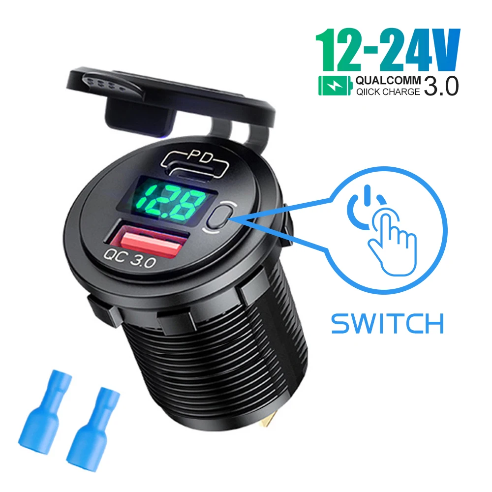 Waterproof 60W USB Charger with Power Outlet Adapter and Switch Socket