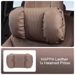 Premium Soft Nappa Leather Ergonomic Car Headrest and Lumbar Support Cushion Set (2)