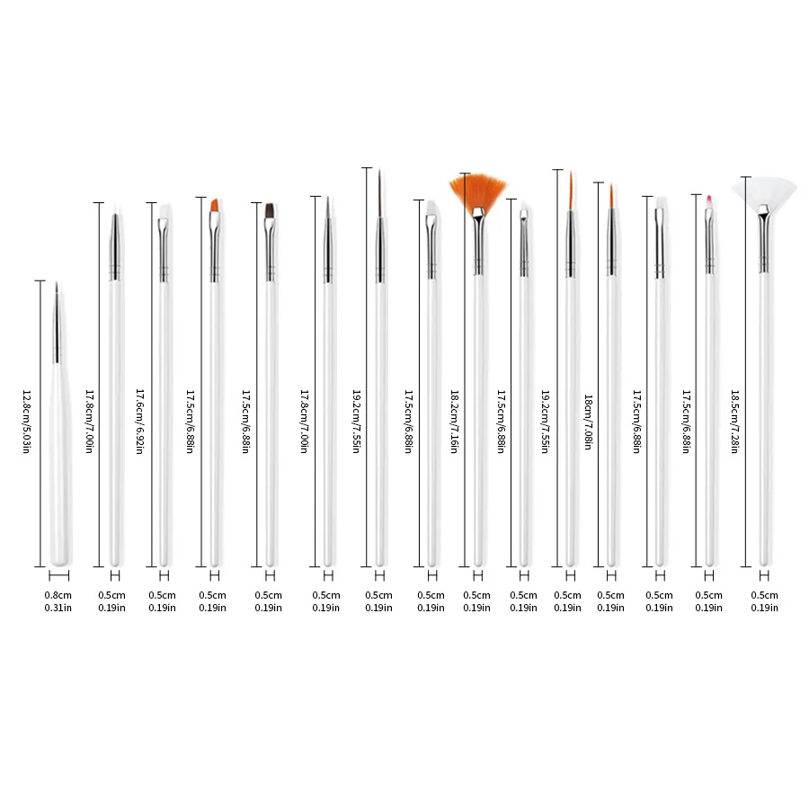 Nail art brush set Full set of 15 pivots Drill pull line Painted flower gradual change Light therapy pen Nail art beginner tool 5
