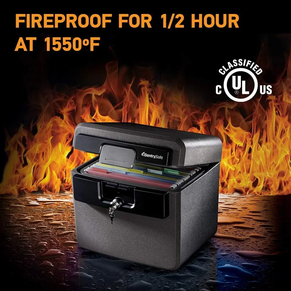 Sentry Safe Fireproof and Waterproof Safe File Folder and Document Box with Key Lock Ex. 14.3 x 15.5 x 13.5 HD4100