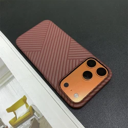 Luxury Carbon Fiber Pattern Shockproof Slim Matte Phone Case Back Cover - iPhone 15 (Red)