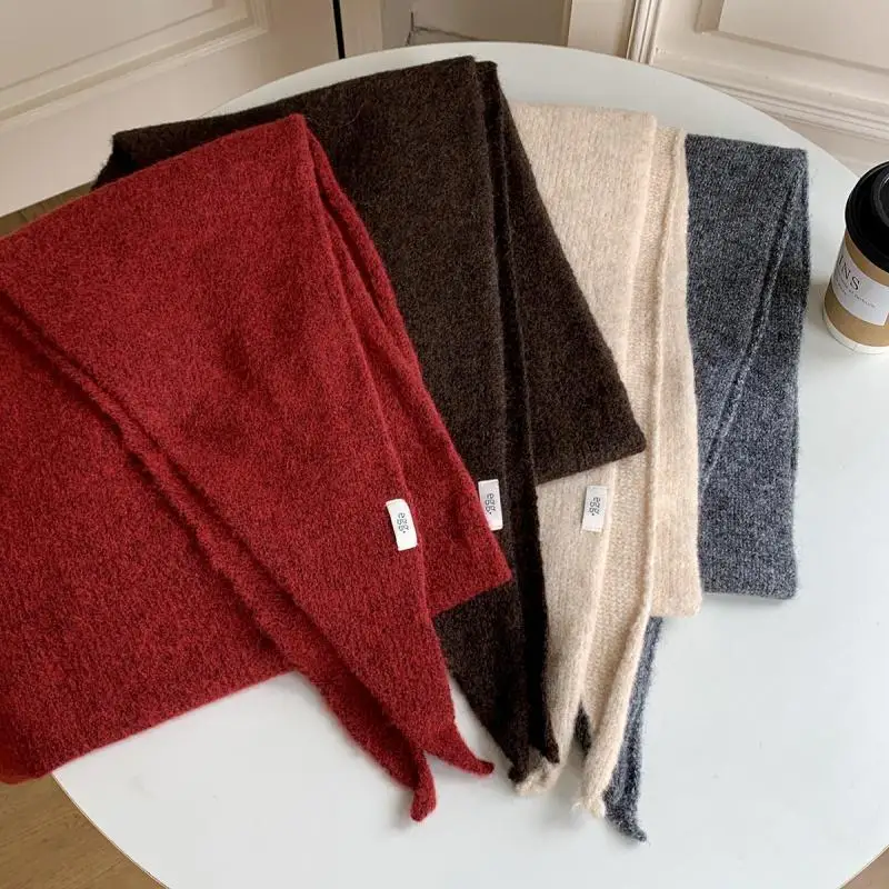 Gestrickter dreieckiger Schal für Damen, große Größe, modischer Schal aus weicher Wollmischung, elegant, lässig, vielseitig, für Herbst und Winter – Detail 6