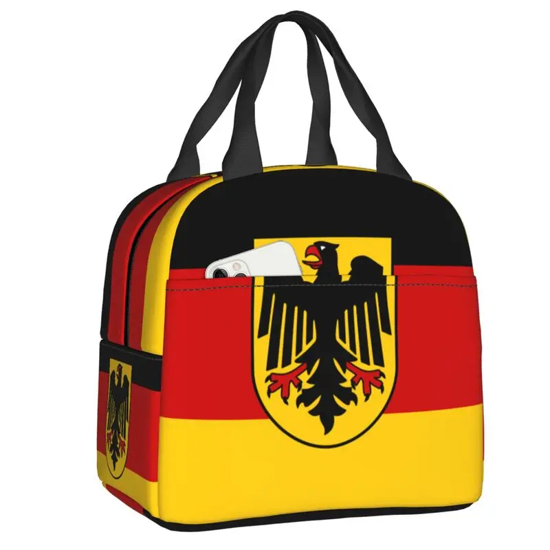 

Custom Germany Flag Lunch Bag Men Women German Patriotic Thermal Cooler Insulated Lunch Box for Children School