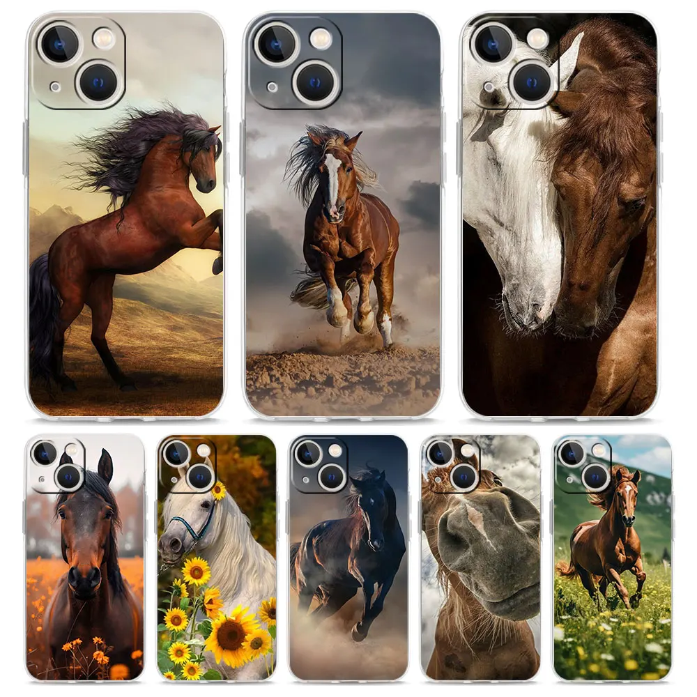 Elegant Horse Design Clear Phone Case Cover