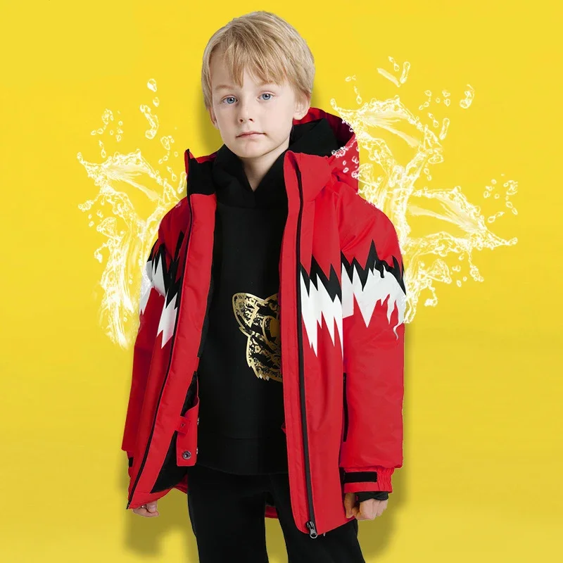 

2024 Hooded Girl Ski Jacket Fleece Baby Boy Snow Coat Children Outerwear Warm Sport Mountain Waterproof Heated Windproof Clothes