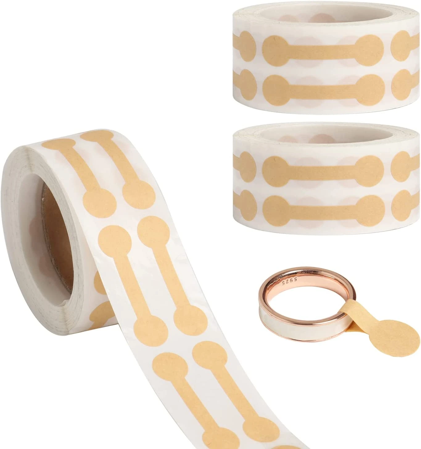 500Pcs Portable Jewelry Price Tags Brown Self Adhesive Round Barbell