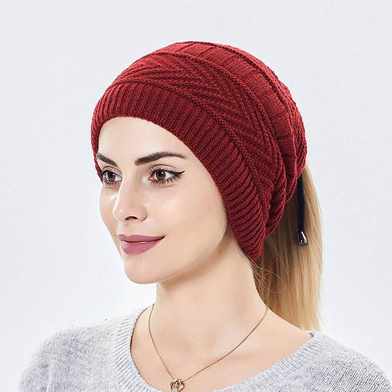 Ponytail Beanie Hat 2022 Winter High 