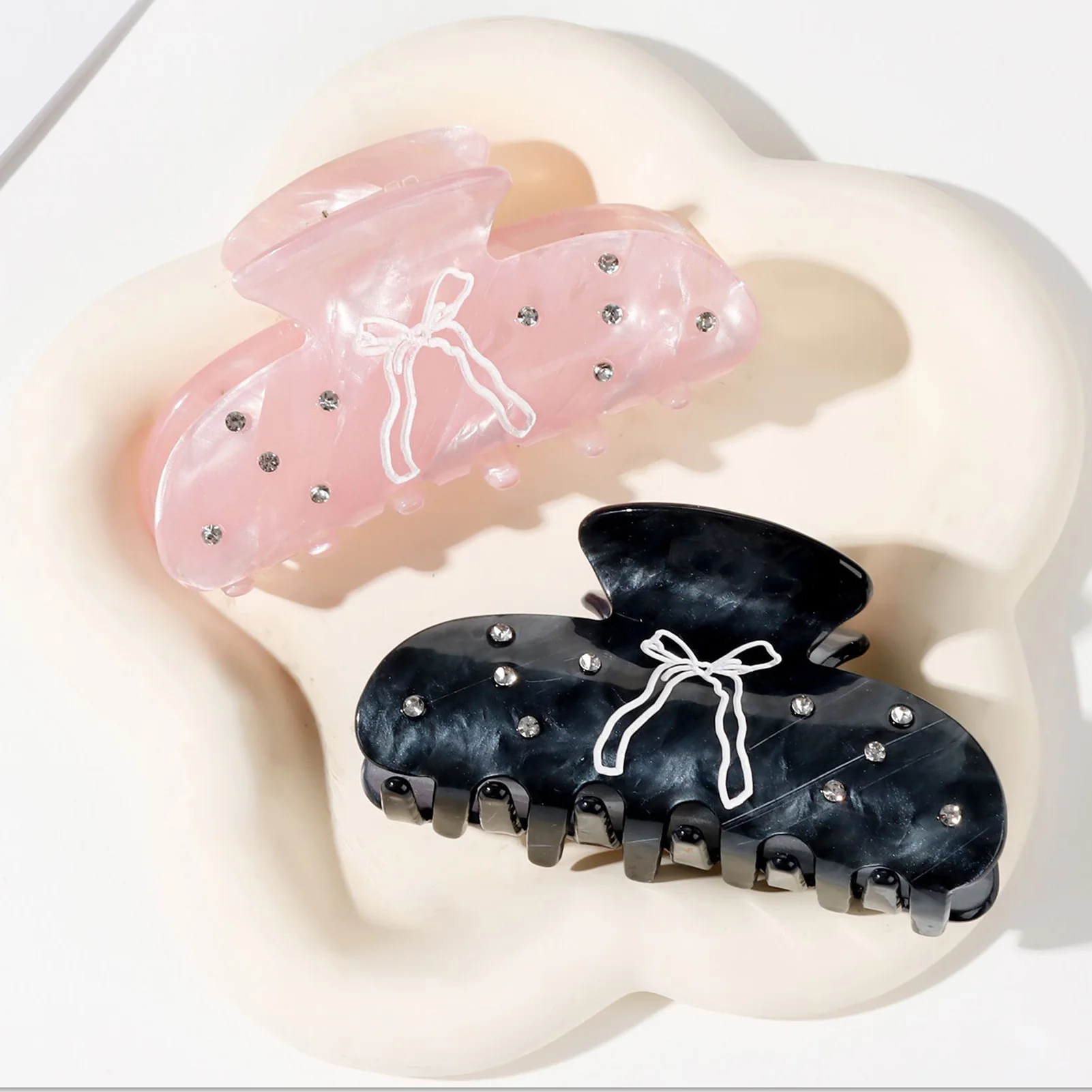 Koreanischer Stil Haarklammer mit süßem Schleifenmuster, Azetat-Haarspange, exquisite, trendige Haifisch-Haarklammer, Mädchen-Haaraccessoire – Detail 6