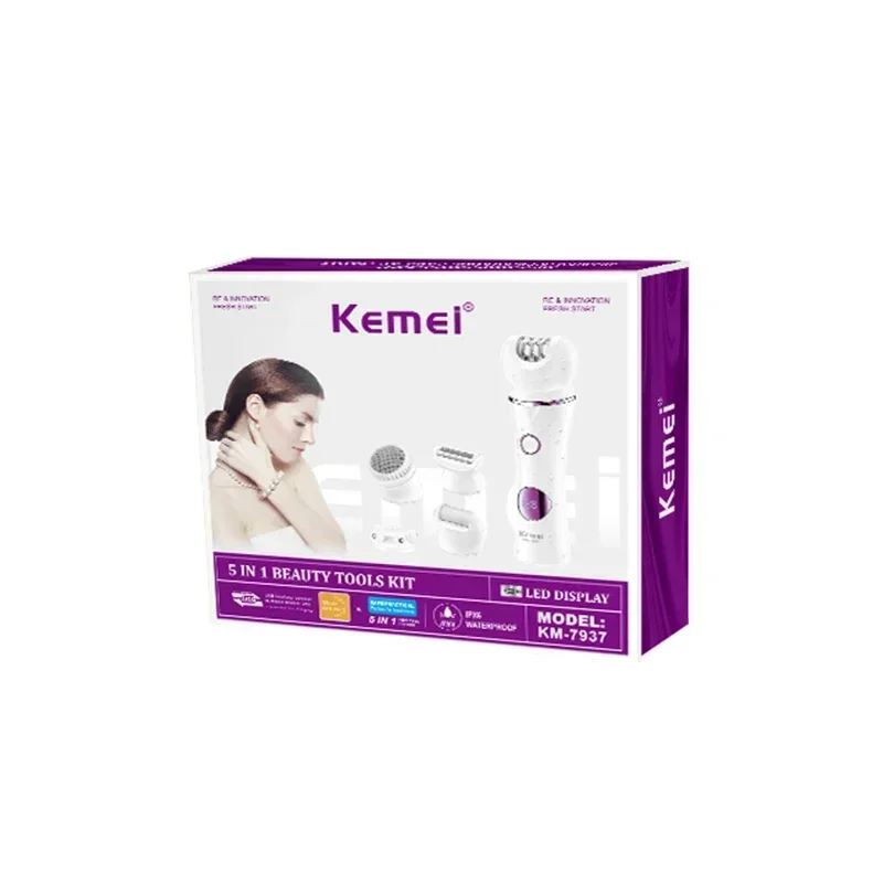 Kemei KM-7937 rechargeable multifunctional portable electric body shaver with five in one hair remover 6