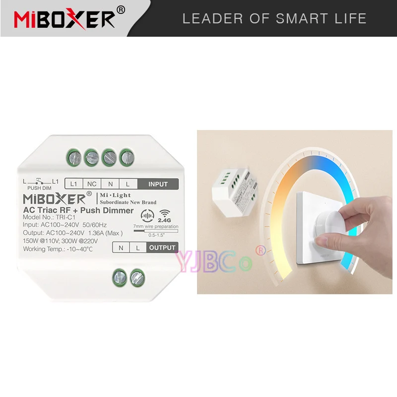 Miboxer K1 Rotating switch panel remote work with LED Triac RF Push Dimmer Switch AC110V 220V TRI-C1 2.4GH RF Remote Controller xh w3002 ac110v 220v dc12v 24v temperature controller led digital control thermostat microcomputer switch thermoregulator sensor