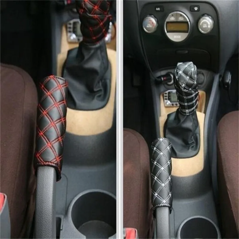 2-piece Car Handbrake Gear Shift Cover Kits Hand Brake Cover Sleeve Car Interior Decoration