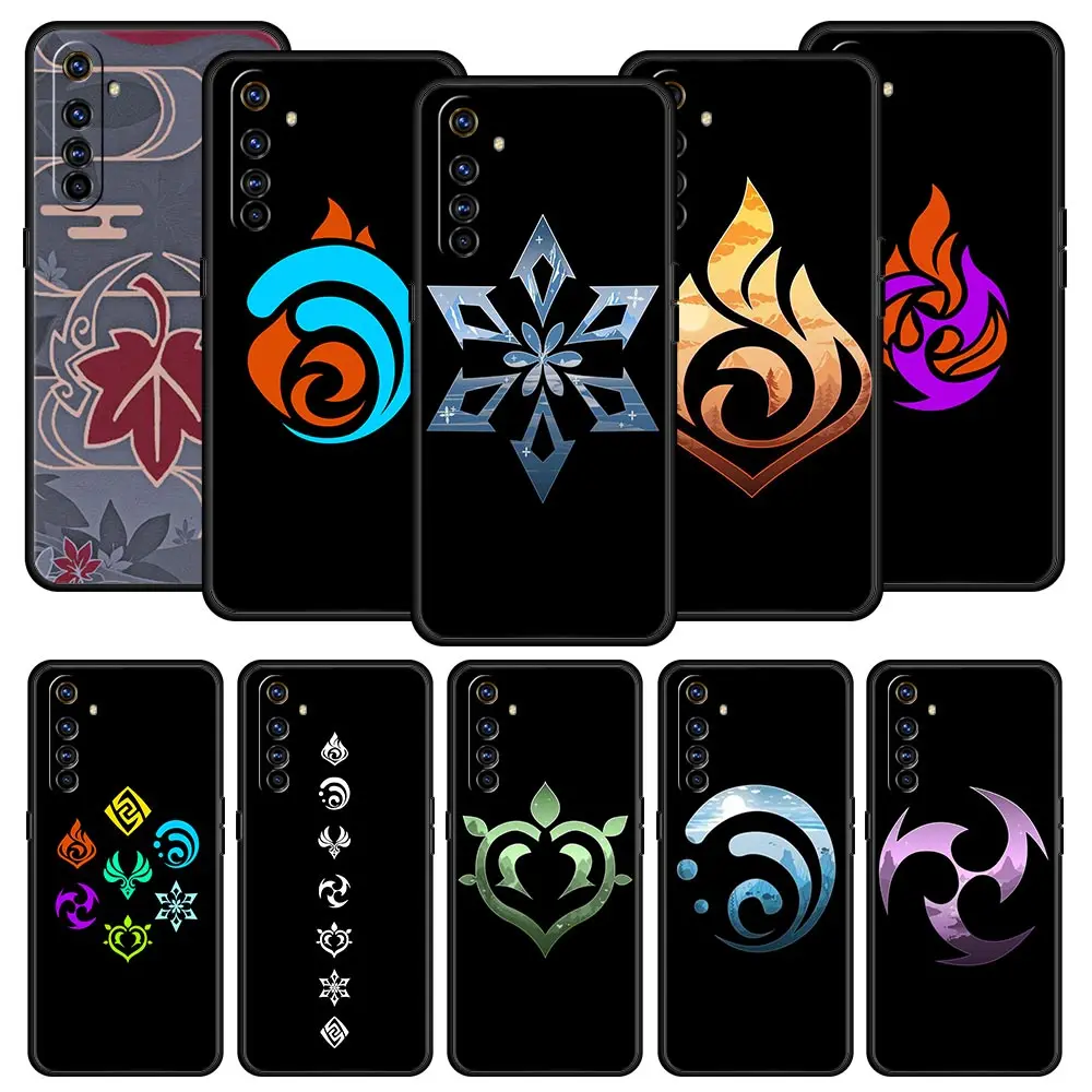 Genshin Impact Logo Luxury Black Silicone Phone Case