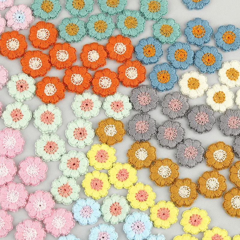 Clothes Applique 50pcs/lot Small Flower Patches Hand Stitch On Applique For Clothes Embroidered For Clothing DIY Motif Stripes Clothes 20mm