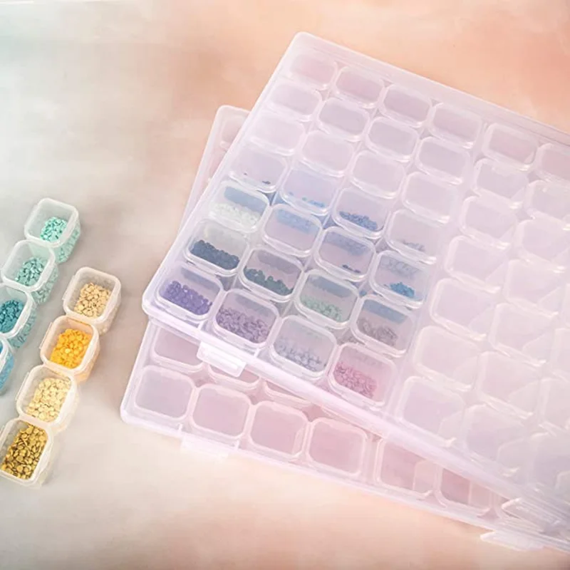 28/56 Girds Adjustable Plastic Storage Box with Label Sticker For Jewelry Nail Art Diamond Painting Accessories Container boxes For Storage Box Jewelry Box Plastic Storage Box Storage Container