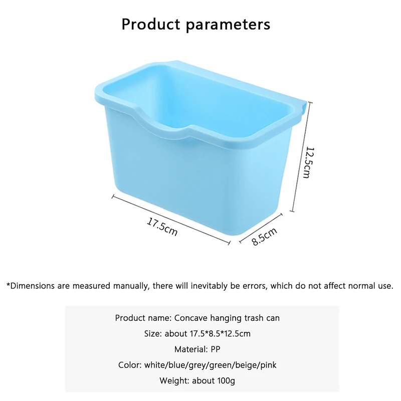 Trash Can Plastic Basket Hanging Waste Bin Storage Box Desktop Kitchen Holder Cabinet Door