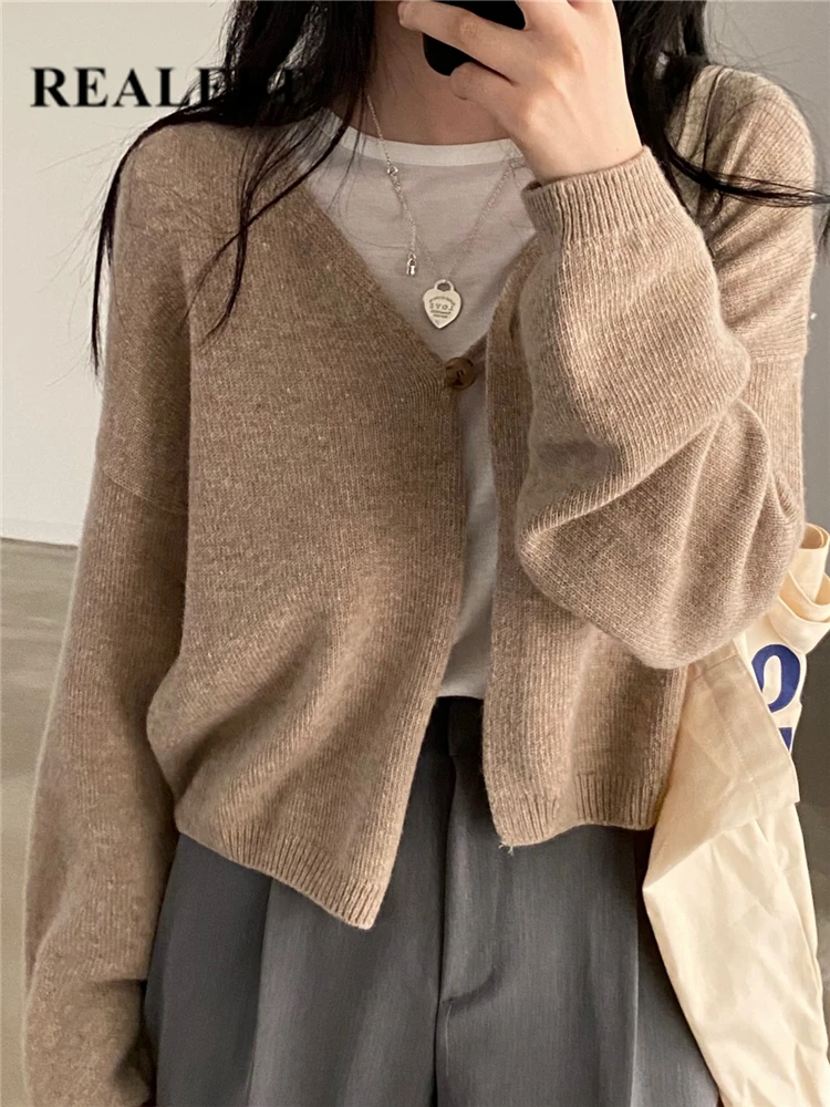 

Женский вязаный кардиган на пуговицах, с длинным рукавом