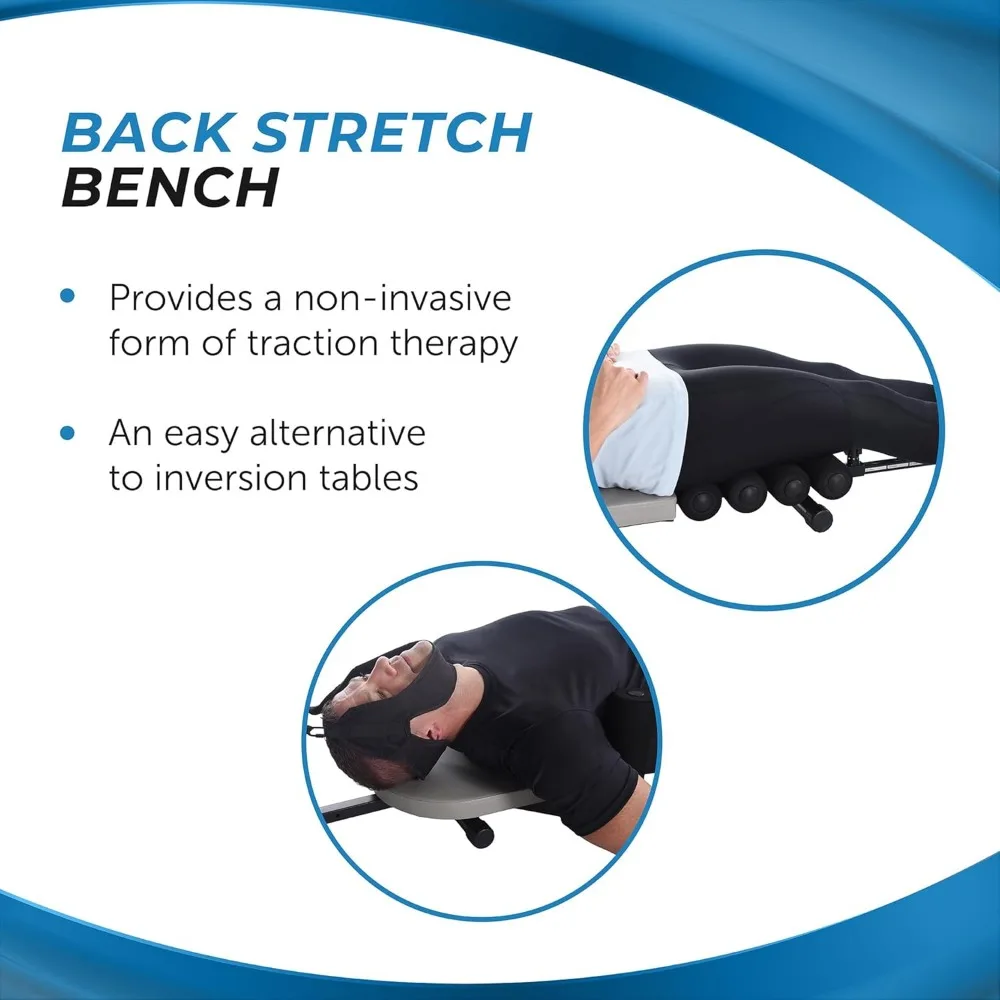 Inline Back Stretch Bench with Cervical Traction-Back and Neck Decompression-Inversion Table Alternative
