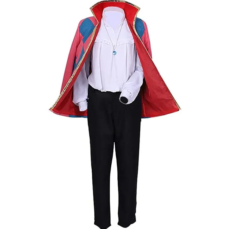 

Anime Movie Howl's Moving Castle Howl Cosplay Costume Suit Man Uniform Set Coat Shirt Pants Necklace Suit Halloween Costume