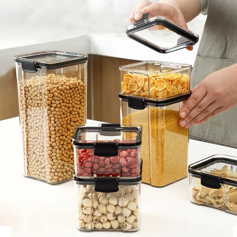 Kitchen Multigrain Snack Sealed Transparent Storage Box Dried Fruit Dried Goods Jar Drawer Storage Household Seasoning Jars