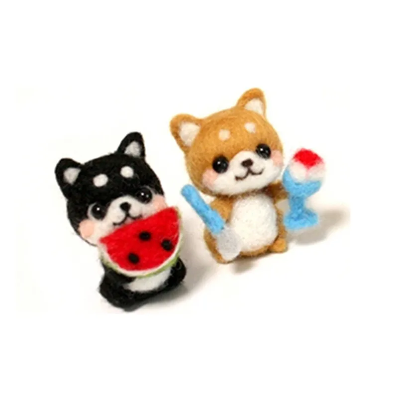 Lovely animals Pendant cartoon set wool needlepoint kit wool felt needle felting keychain craft needlecraft DIY handmade