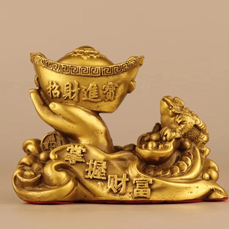 

Golden Toad Ornaments Pure Copper Wealth in Hand Amass Fortunes Ingot Home Office Crafts