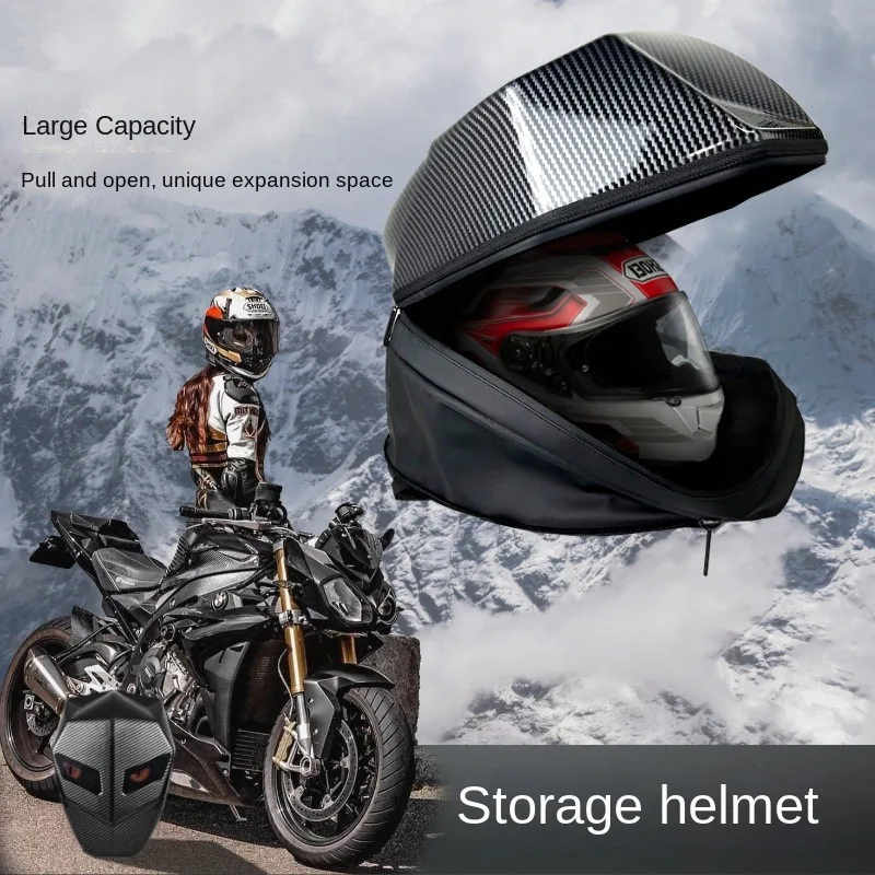 Sac à Dos Moto Futuriste LED, Fibre Carbone, 30-49L, Noir, Imperméable, Neuf
