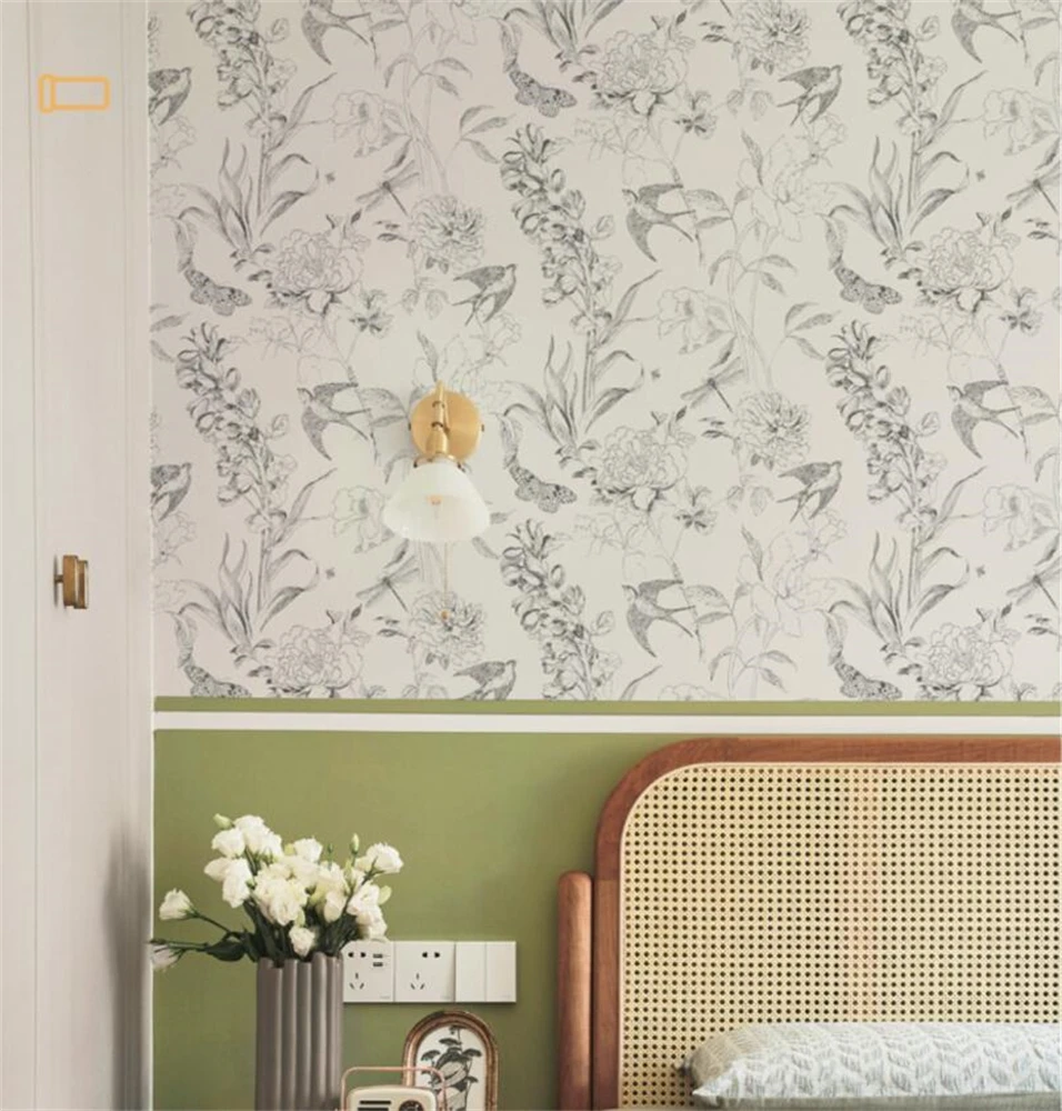 Papel de Parede de Andorinha Retro Personalizado Murais de Animais Sala de Estar Sofá tv Fundo Home Decor Quarto Sala de Jantar