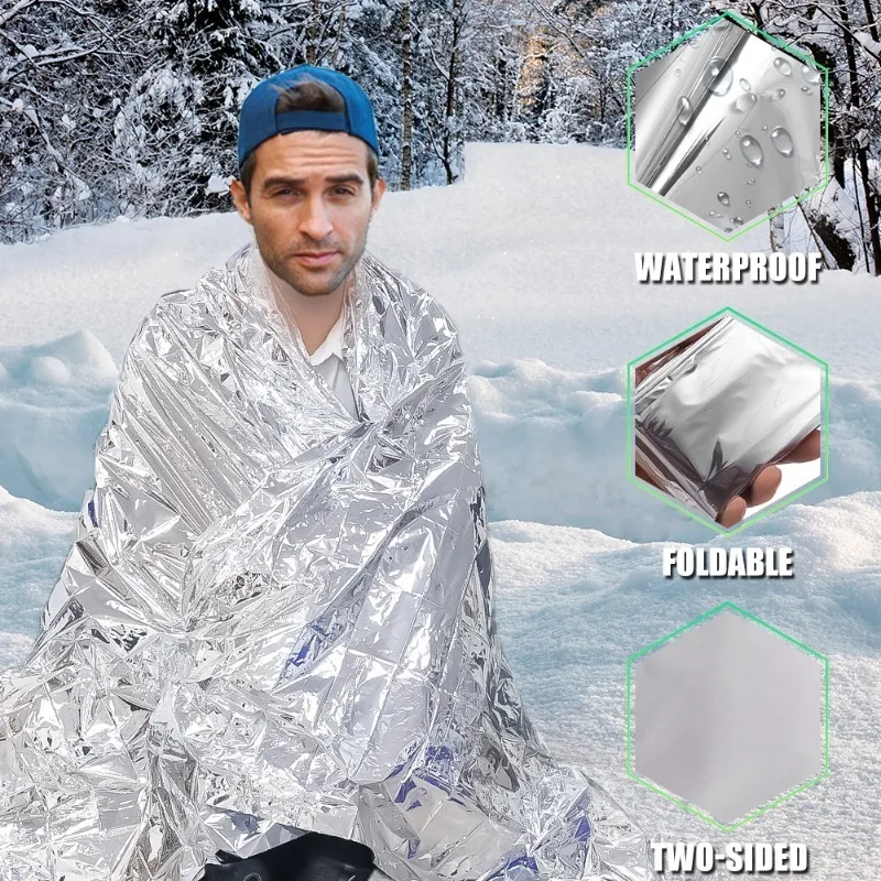 Emergency Blanket Outdoor Survive First Aid Military Rescue Kit Windproof Waterproof Foil Thermal Blanket Camping Travel
