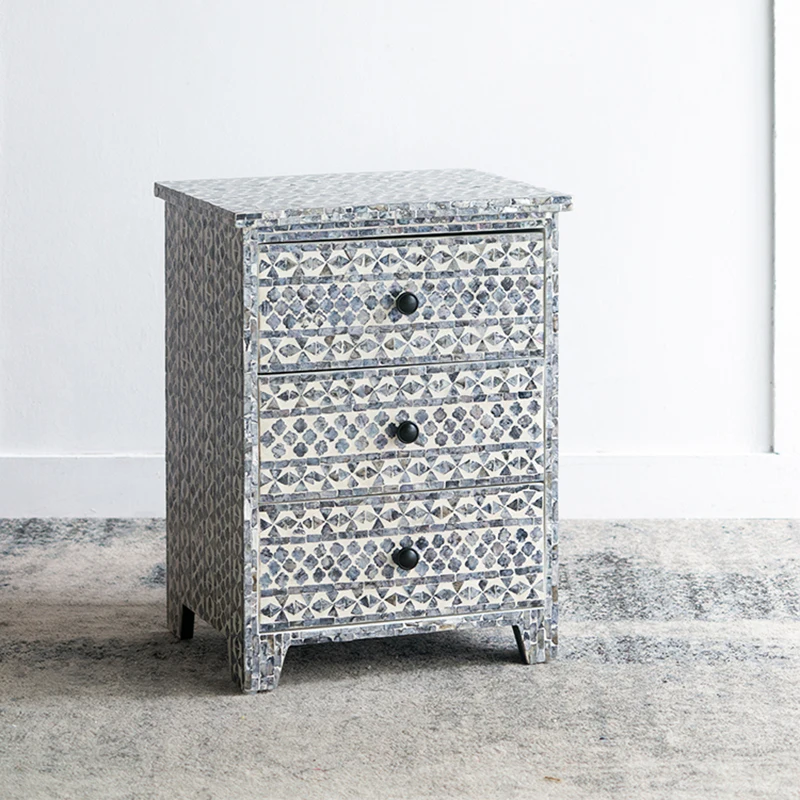 

Nordic Home Furniture Luxury Shell Bedside Table Bedroom Storage Cabinet Nightstand Modern Simple Living Room Sofa Side Table