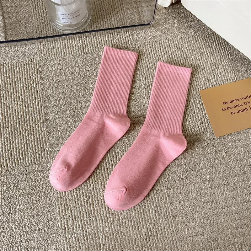 Vibrant Cotton Soft Socks - Women's Mid-Tube Fashion Hosiery in Bold Colors