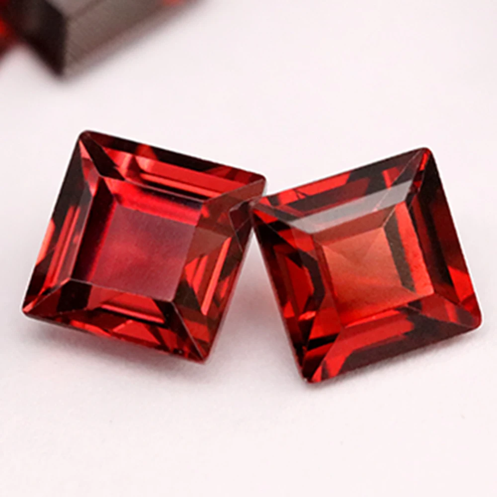 Gemstone Natural Red Garnet jewelry making 5X5mm10pcs Square losse gemstones clean Designer Ring Bracelet Earring Hight Quality