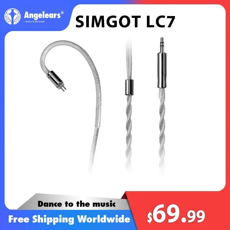 

SIMGOT LC7 OFC посеребренный IEM обновленный кабель одиночный 18AWG HiFi IEM кабель для наушников-мониторов аудиофилов