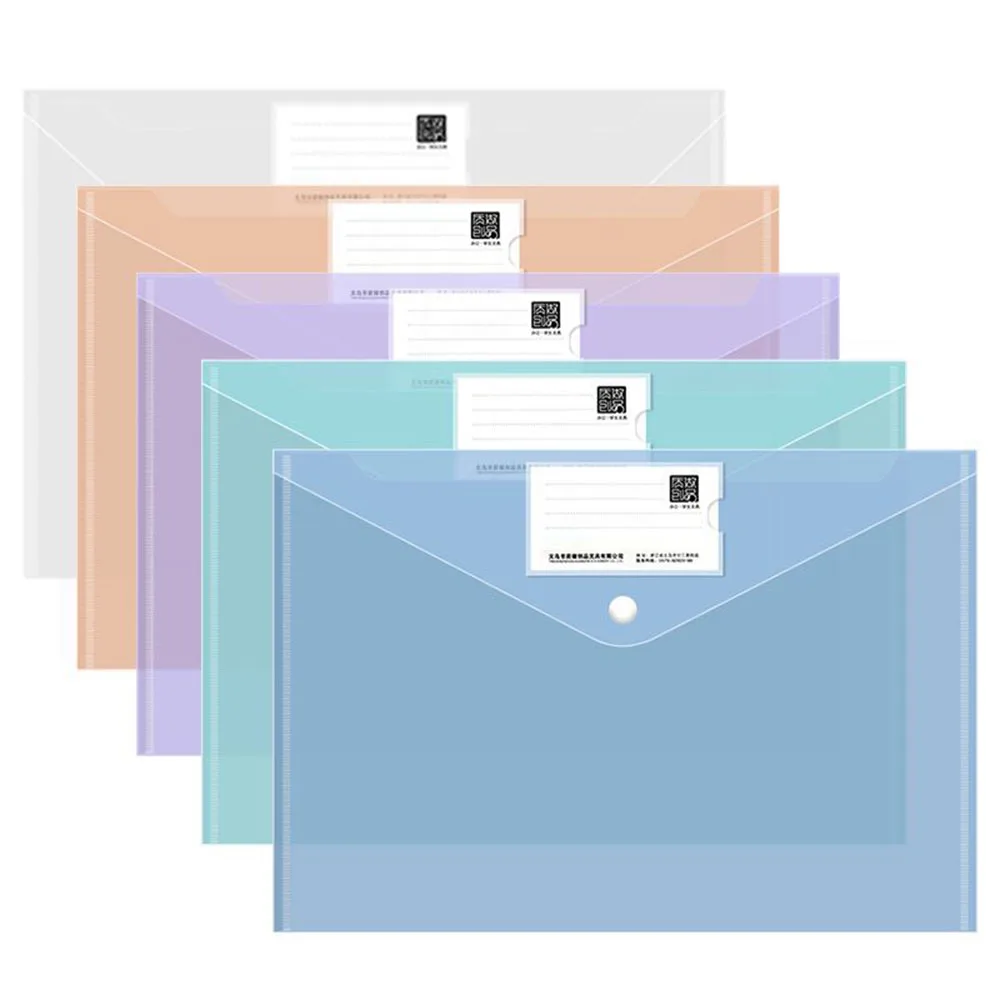 10Pcs A4 File Bag Plastic Documents Filing Storage Student Organizer Information Pocket Folder