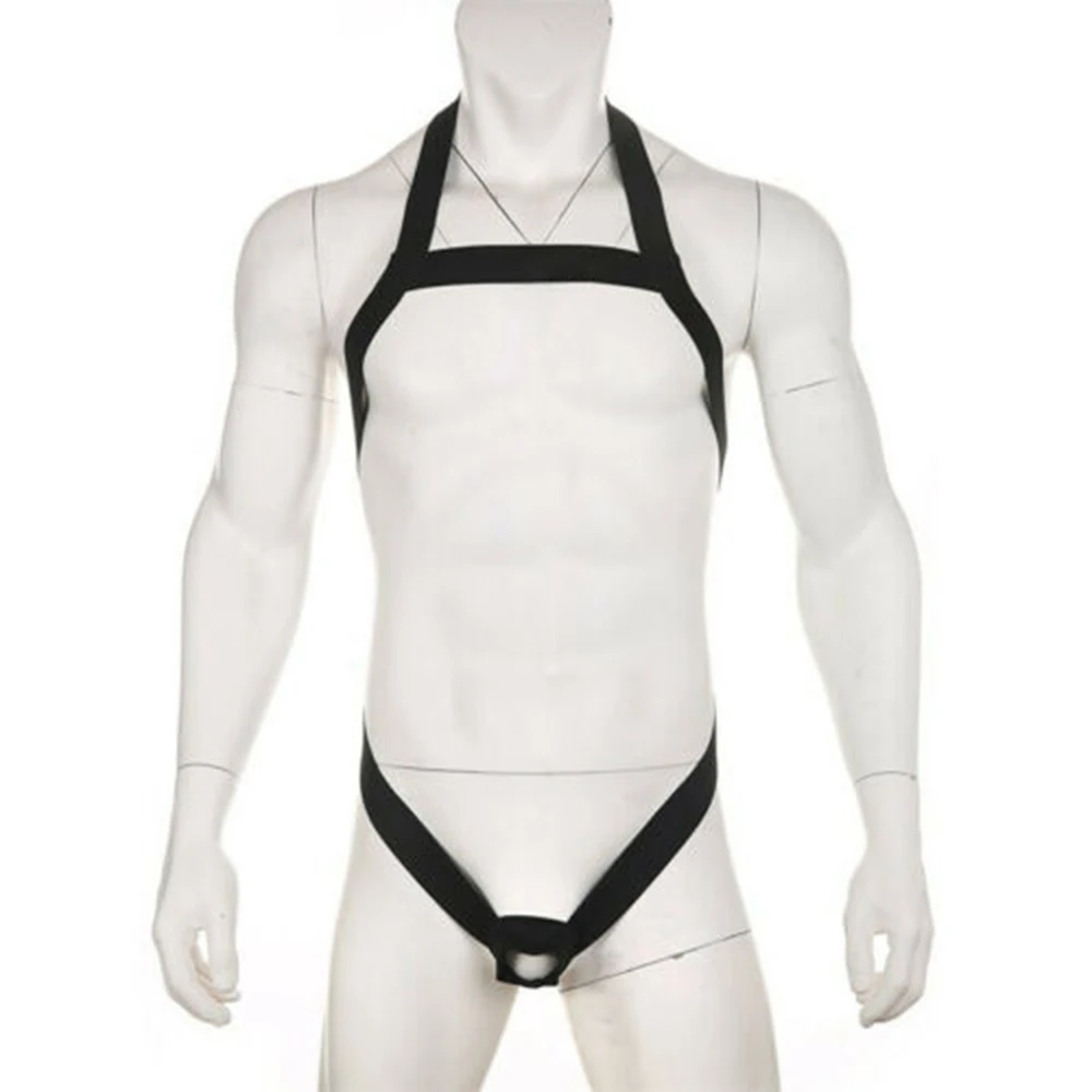 

Men Elastic Body Chest Harness Halter Man Sexy Bondage Bodysuit Male Strap Zentai Black White 2021 New Style Clubwear