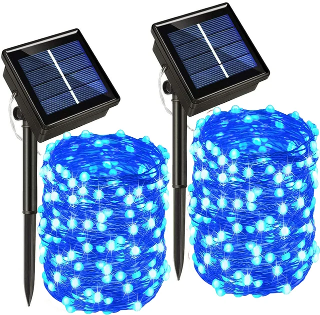 50/100/200/330 LED Solar Light Outdoor Lamp String Lights For Holiday Christmas Party Waterproof Fairy Lights Garden Garland blue-2pack