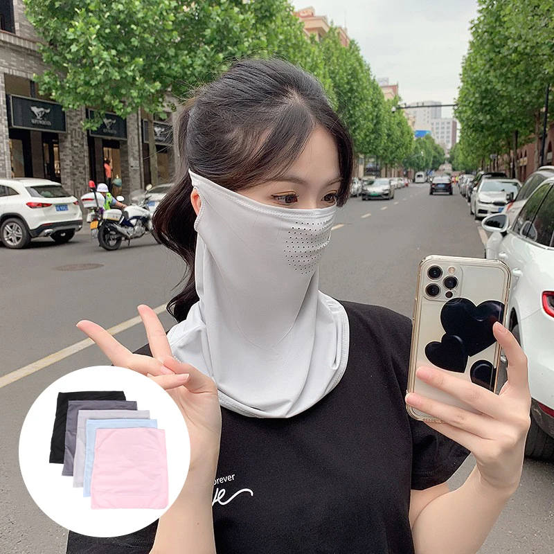 

УФ-защита для шеи на открытом воздухе, спортивный солнцезащитный нагрудник, шелковая маска для лица, чехол для шеи, солнцезащитный шарф для лица