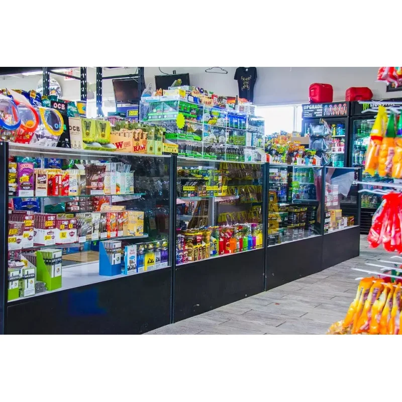 상업용 현대 연기 상점 식료품 상점, 유리 나무 연기 디스플레이 쇼케이스, 연기 디스플레이 캐비닛, LED